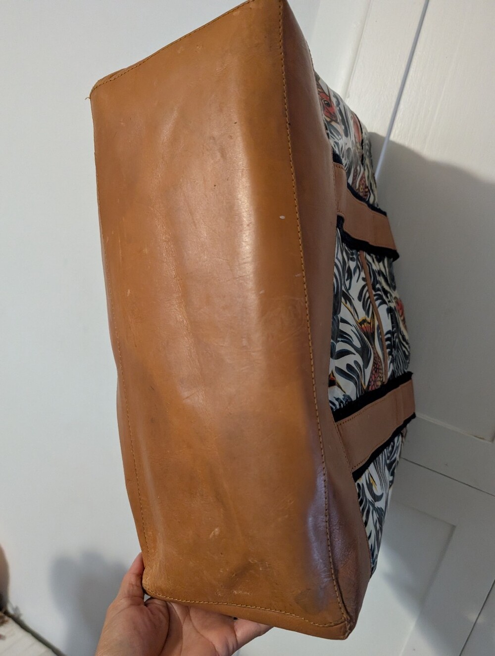Tory Burch Canvas Tote with Tan Leather Trim and Gold Logo - Picture 7 of 12